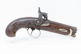 1850s Antique DERINGER Pistol .36 Caliber PERCUSSION Pocket Concealed Carry With Engraved German Silver Hardware - 2 of 16