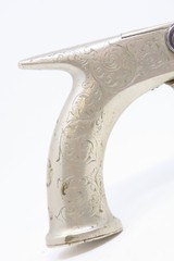 ENGRAVED ALL METAL Saw Handle Pistol by MANTON German Silver Antique Mid-1800s Birmingham Made SILVER Pistol - 3 of 19