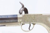 ENGRAVED ALL METAL Saw Handle Pistol by MANTON German Silver Antique Mid-1800s Birmingham Made SILVER Pistol - 18 of 19
