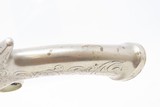 ENGRAVED ALL METAL Saw Handle Pistol by MANTON German Silver Antique Mid-1800s Birmingham Made SILVER Pistol - 7 of 19