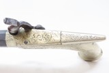ENGRAVED ALL METAL Saw Handle Pistol by MANTON German Silver Antique Mid-1800s Birmingham Made SILVER Pistol - 8 of 19