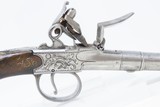 1780s ENGLISH FLINTLOCK Pistol by JOHN PARKES SILVER MASK POMMEL 44 Antique With Intricate Silversmith Work - 16 of 17
