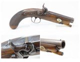 Antique DERINGER Type Pistol .60 Caliber Percussion Single Shot ENGRAVEDMid-19th Century Belt Pistol
