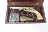 Engraved SILVER/GOLD/NICKEL/IVORY Antique COLT Model 1849 POCKET Revolver
Originally Made in 1852; With Carved Eagle/Snake Grip - 2 of 25