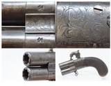 ENGRAVED Antique BRITISH SUPERPOSED .41 Cal Swivel Barrel PERCUSSION Pistol Mid-1800s ENGLISH DERINGER Pocket Pistol - 1 of 17