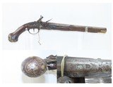Ornate SPANISH Antique FLINTLOCK Pistol .65 Caliber Single Shot SidearmEngraved Hardware, Carved Stock, Ivory Tipped - 1 of 19