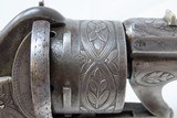 CHAMELOT & DELVIGNE Antique LEFAUCHEUX Style Belgian 11mm PINFIRE RevolverENGRAVED Mid-19th European Self Defense Sidearm - 15 of 20