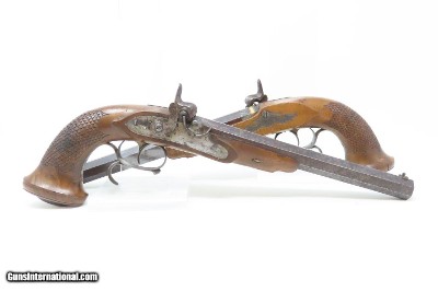 CASED Brace of DUELING PISTOLS by MANTON/REYNOLDS .56 Percussion AntiqueEnglish Pistols Made for the French Market! - Image 5 of 25