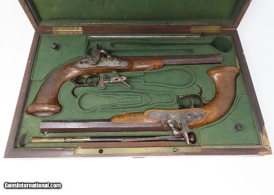 CASED Brace of DUELING PISTOLS by MANTON/REYNOLDS .56 Percussion AntiqueEnglish Pistols Made for the French Market! - Image 4 of 25