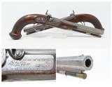 BRACE of ENGRAVED Antique CHARLES MOORE Percussion OFFICER’S Pistols c1830sBRITISH Pistols with MATCHED SERIAL NUMBERS - 1 of 25