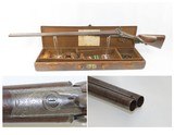 Antique ENGRAVED German WIGGENHOUSER & SOHN Double Barrel PINFIRE ShotgunBACK ACTION HAMMER Gun with HARDWOOD TAKEDOWN CASE - 1 of 22