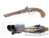 FRENCH Antique Late 1700s Double Barrel Pistol
Nice .50 Caliber Twin Barrels with GOLD ACCENTS - 1 of 18