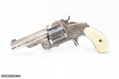 ENGRAVED, GOLD, SILVER, NICKEL, Carved IVORY “BABY RUSSIAN” S&W 38 RevolverRare, Early 4-Digit Baby Russian 1st Model Circa 1876 - Image 3 of 17
