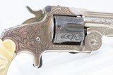 ENGRAVED, GOLD, SILVER, NICKEL, Carved IVORY “BABY RUSSIAN” S&W 38 Revolver
Rare, Early 4-Digit Baby Russian 1st Model Circa 1876 - 16 of 17