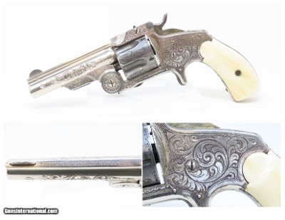 ENGRAVED, GOLD, SILVER, NICKEL, Carved IVORY “BABY RUSSIAN” S&W 38 Revolver
Rare, Early 4-Digit Baby Russian 1st Model Circa 1876