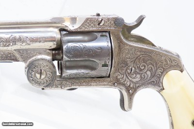 ENGRAVED, GOLD, SILVER, NICKEL, Carved IVORY “BABY RUSSIAN” S&W 38 RevolverRare, Early 4-Digit Baby Russian 1st Model Circa 1876 - Image 5 of 17