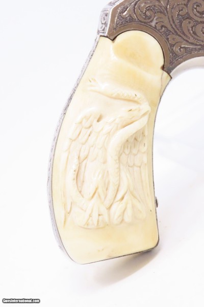 ENGRAVED, GOLD, SILVER, NICKEL, Carved IVORY “BABY RUSSIAN” S&W 38 RevolverRare, Early 4-Digit Baby Russian 1st Model Circa 1876 - Image 2 of 17