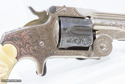 ENGRAVED, GOLD, SILVER, NICKEL, Carved IVORY “BABY RUSSIAN” S&W 38 RevolverRare, Early 4-Digit Baby Russian 1st Model Circa 1876 - Image 16 of 17