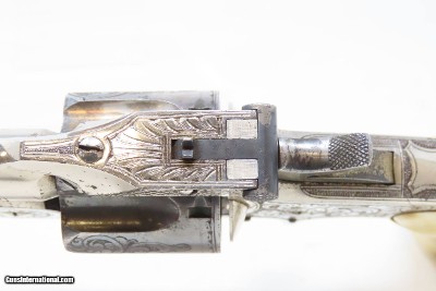 ENGRAVED, GOLD, SILVER, NICKEL, Carved IVORY “BABY RUSSIAN” S&W 38 RevolverRare, Early 4-Digit Baby Russian 1st Model Circa 1876 - Image 8 of 17