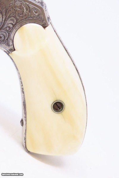 ENGRAVED, GOLD, SILVER, NICKEL, Carved IVORY “BABY RUSSIAN” S&W 38 RevolverRare, Early 4-Digit Baby Russian 1st Model Circa 1876 - Image 4 of 17