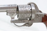 Fancy Antique LEFAUCHEUX 8mm Pinfire FOLDING TRIGGER Double Action RevolverEngraved DAO European Sidearm - 4 of 17