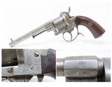 RARE German 9mm PINFIRE Revolver P.D. LUNESCHLOSS “P.D.L.” Engraved c1870sMid-to-Late-19th Prussian Lefaucheux Type Sidearm - 1 of 21