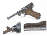 1917 mfr. WORLD WAR I Era GERMAN LUGER DWM P.08 9x19mm C&R Pistol WWI German Military Sidearm w/ 1915 Dated HOLSTER - 1 of 24