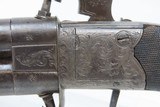 CASED Antique BRITISH SUPERPOSED .36 Cal. Swivel Barrel PERCUSSION PistolENGRAVED Mid-1800s ENGLISH DERINGER Pocket Pistol - 7 of 19