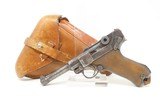 c1920s mfr. DWM Commercial GERMAN LUGER Pistol 7.65x21mm Parabellum .30 C&R
With J.J. Frank of Offenbach Leather Holster - 2 of 23