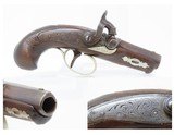 Antique DERINGER Copy .44 Caliber Percussion HIDEOUT Pistol ENGRAVED Pocket 1850s ENGRAVED Self Defense Pistol! - 1 of 17