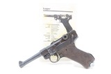 Iconic WORLD WAR II Era DWM Semi-Automatic 9mm P.08 GERMAN LUGER C&R Pistol 1942 Dated “EAGLE/WaA135” Marked Military Sidearm - 2 of 25