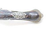1700s ENGRAVED and CARVED Antique EUROPEAN Flintlock HORSE/HOLSTER Pistol
With SILVER ESCUTCHEON & BRASS Hardware - 8 of 17
