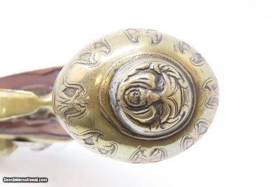 c18th Century French VALET Antique Flintlock Horse PISTOL ENGRAVED & CARVED Full-Sized Martial Flintlock Sidearm - Image 11 of 17