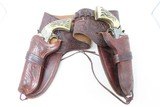BRACE of COLT BISLEY .38-40 WCF SINGLE ACTION ARMY Revolvers SAAs & Rig C&R with DOUBLE-GUN LEATHER TOOLED HOLSTER - 2 of 25