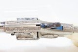 ENGRAVED Antique COLT “NEW LINE” .22 Rimfire ETCHED PANEL Pocket Revolver
Factory Engraved, Nickel, Nitre Blue, Ivory Grips - 7 of 18