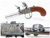 ENGRAVED British Antique BOXLOCK FLINTLOCK POCKET/MUFF Pistol by TWIGG .42Screw Barrel FLINTLOCK from the Early-1800s - 1 of 18