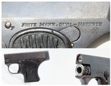 German FRITZ MANN Model 1921 .25 ACP Cal. Semi-Automatic C&R Pocket PistolGerman Side Arm in 6.35mm BROWNING - 1 of 18