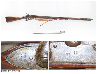 Antique DOCUMENTED New Jersey Contract WICKHAM Model 1816 Conversion MUSKET Hewes & Phillips 1861 Dated Bolster Percussion Conversion