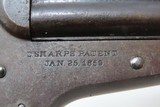 Antique CIVIL WAR Era SHARPS Model 3 .32 Caliber Rimfire PEPPERBOX Revolver 4 Shot Self Defense Pocket Gun - 13 of 17