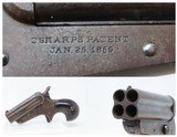 Antique CIVIL WAR Era SHARPS Model 3 .32 Caliber Rimfire PEPPERBOX Revolver 4 Shot Self Defense Pocket Gun - 1 of 17