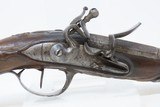FRENCH Antique .56 Cal FLINTLOCK Belt Pistol Single Shot European Early-1800sCarved Stock, Gold Punch Dots Original Flintlock Pistol - 4 of 17