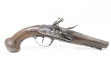 FRENCH Antique .56 Cal FLINTLOCK Belt Pistol Single Shot European Early-1800sCarved Stock, Gold Punch Dots Original Flintlock Pistol - 2 of 17
