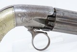 ENGRAVED Antique .31 Caliber RING TRIGGER Underhammer Percussion PEPPERBOX
6-Shot Revolver with GERMAN SILVER GRIPS - 15 of 16