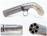 ENGRAVED Antique .31 Caliber RING TRIGGER Underhammer Percussion PEPPERBOX6-Shot Revolver with GERMAN SILVER GRIPS