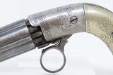 ENGRAVED Antique .31 Caliber RING TRIGGER Underhammer Percussion PEPPERBOX
6-Shot Revolver with GERMAN SILVER GRIPS - 4 of 16