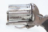 Antique ENGLISH 12-Shot FOLDING TRIGGER .22 Caliber Rimfire PEPPERBOXMULTI-BARREL 1870s Double Action Self Defense Pistol - 4 of 13