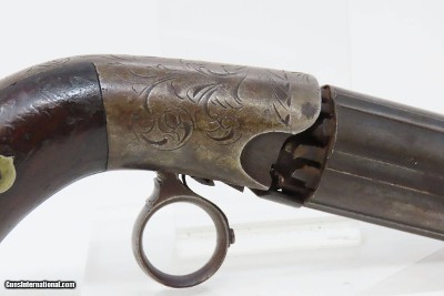 Antique BLUNT & SYMS Style .31 Caliber PERCUSSION Underhammer PEPPERBOXEngraved, Underhammer, Ring Trigger 6-Shot Revolver - Image 15 of 16