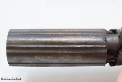 Antique BLUNT & SYMS Style .31 Caliber PERCUSSION Underhammer PEPPERBOXEngraved, Underhammer, Ring Trigger 6-Shot Revolver - Image 12 of 16