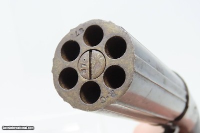 Antique BLUNT & SYMS Style .31 Caliber PERCUSSION Underhammer PEPPERBOXEngraved, Underhammer, Ring Trigger 6-Shot Revolver - Image 9 of 16