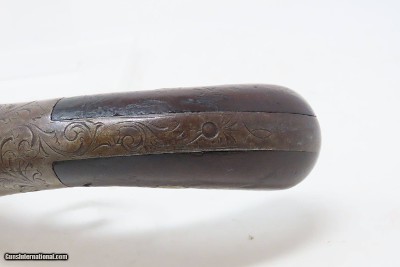 Antique BLUNT & SYMS Style .31 Caliber PERCUSSION Underhammer PEPPERBOXEngraved, Underhammer, Ring Trigger 6-Shot Revolver - Image 6 of 16